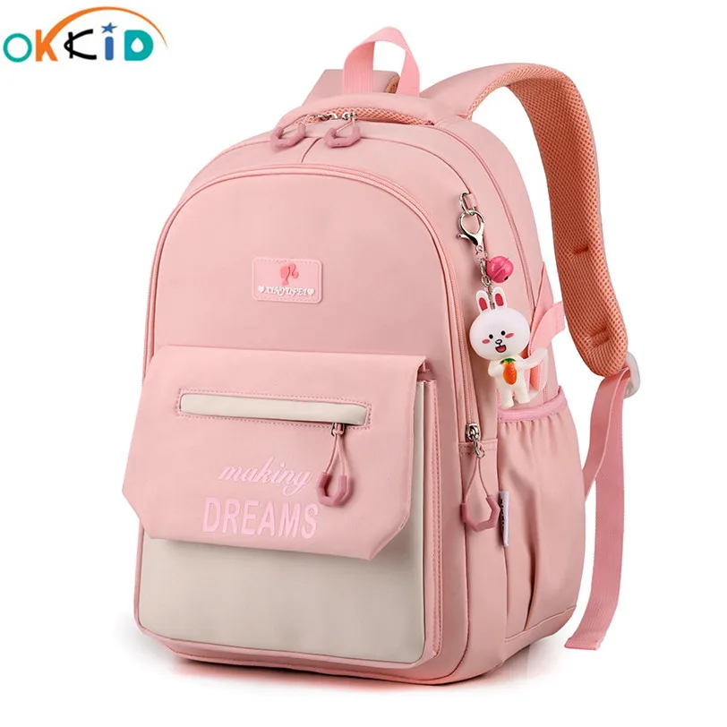 

OKKID cute school bags for teenage girls korean style school backpack large capacity kawaii book bag pink schoolbag for children