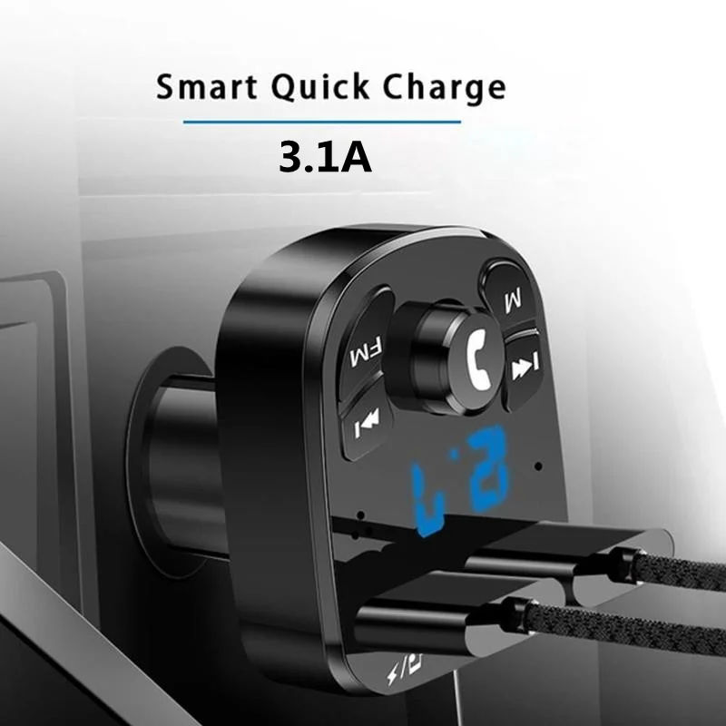 olaf car fast charger fm transmitter bluetooth 5 0 handsfree wireless car dual usb car charger auto radio modulator mp3 adapter free global shipping
