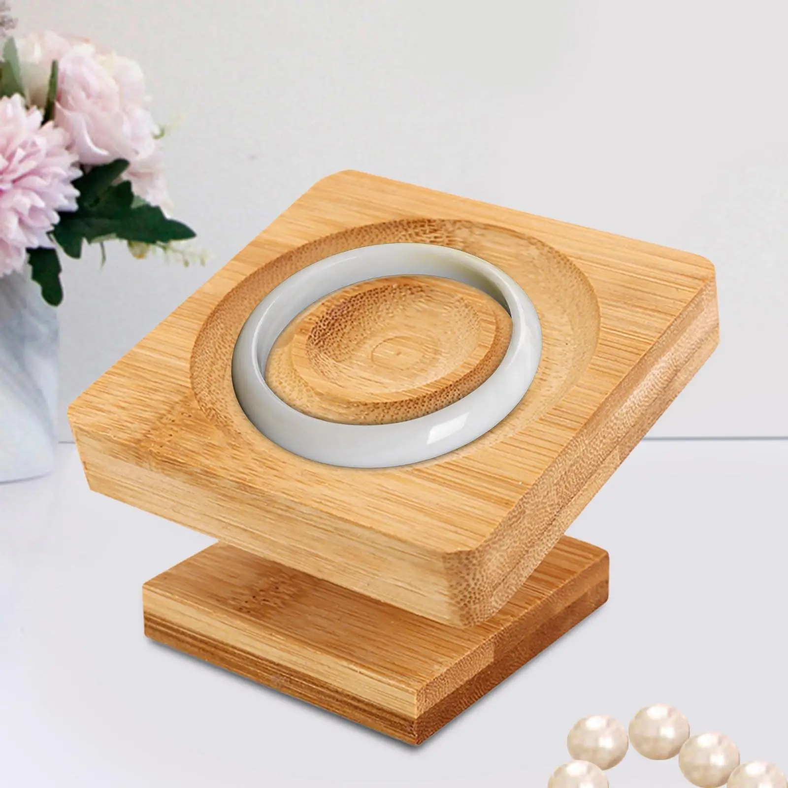 

Bamboo Bracelet Bangle Display Tray Stand Holder Jewelry Storage Organizer for Showcase Store Countertop Shop Dresser