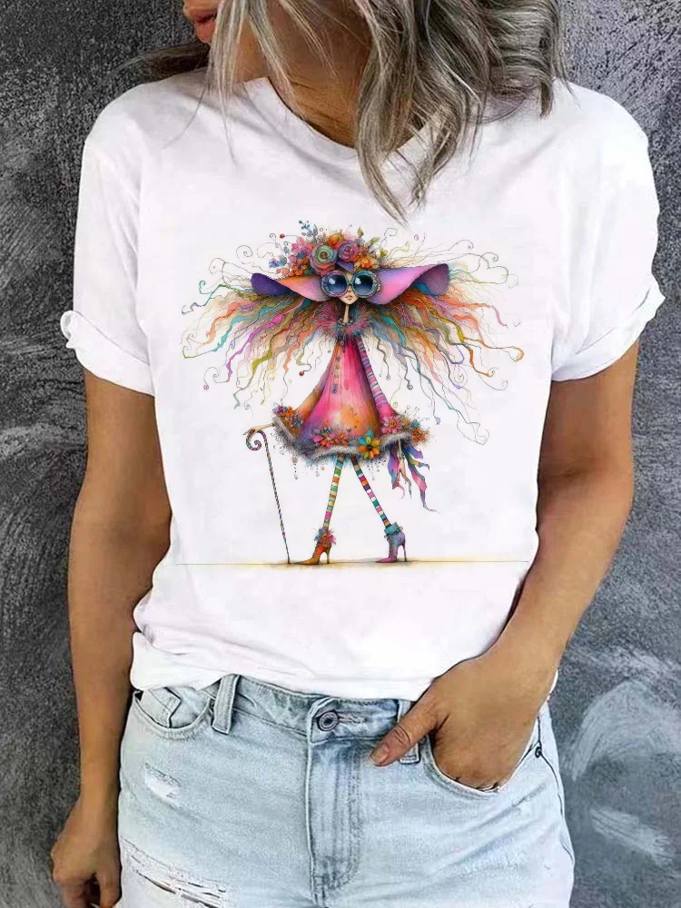 Футболка с милым рисунком в стиле 90-х одежда на Рождество модная футболка круглым