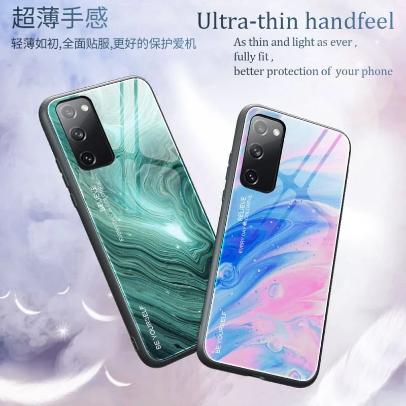

Gradient Marble Case For Samsung Galaxy S21FE S22 Ultra S21Plus S20FE Tempered Glass Protective Cover For Galaxy Note 20 Ultra