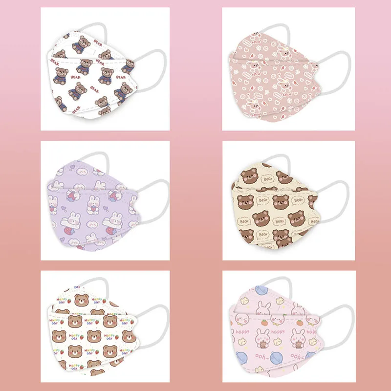 

10-100 ШТ. Взрослых Kawaii Маска Для Лица Милый Мультфильм Медведь Кролик Печати Одноразовые Маски Для Рта Пылезащитная Дышащая Детская Тушь Для ...
