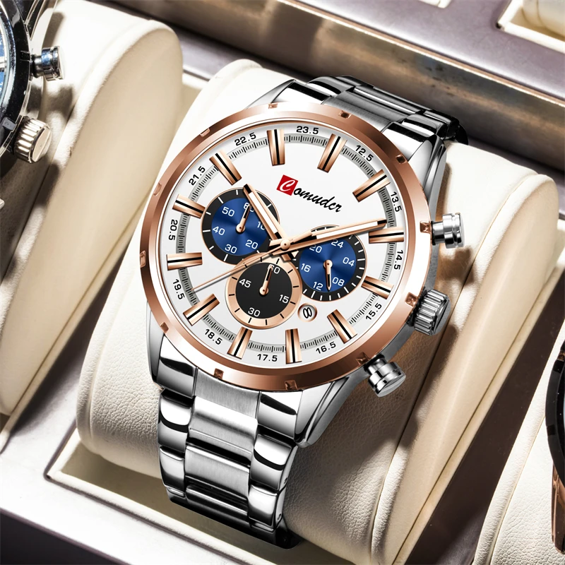 

COMUDIR DESIGN 2022 New Men's Watches Top Luxury Quartz Watch For Men Automatic Date Speed Chronograph Sapphire Mirror Wrist