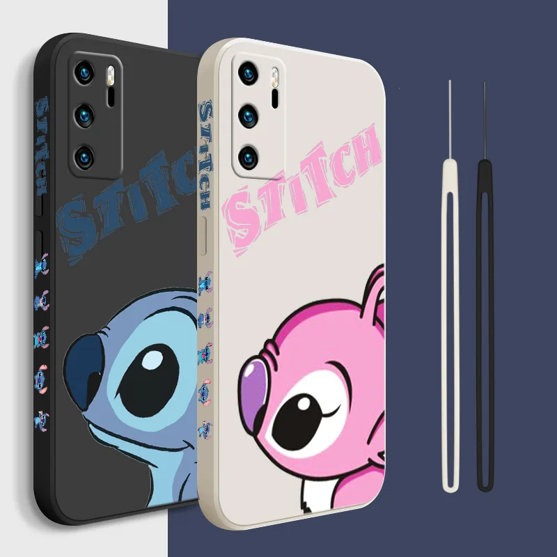 

Stitch lovely Cute Phone Case For Huwei P 50 40 30 20 Smart Z Lite Pro E Plus 2019 2021 Liquid Left Rope Funda Cover
