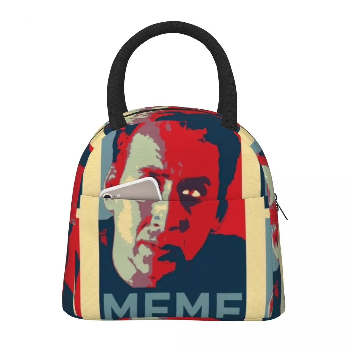 

Nicolas Cage Meme Lunch Bag Funny Face Print Portable Lunch Box Adult Picnic Graphic Cooler Bag Waterproof Thermal Tote Handbags