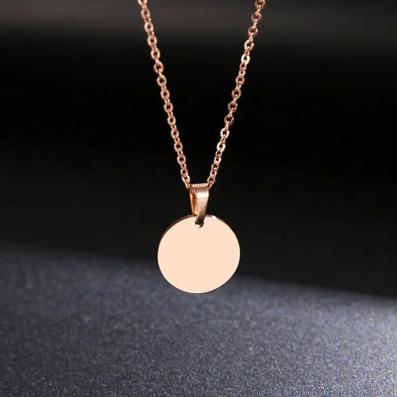 

DOTIFI Stainless Steel Necklace Round Circle Pendant For Women Elegant Clavicle Rose Gol dNecklace Wedding Jewel. Wholese