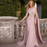 2022 dusty pink evening dress pearls floral pleat memarid sleeveless floor length long elegant party gowns vestidos de gala