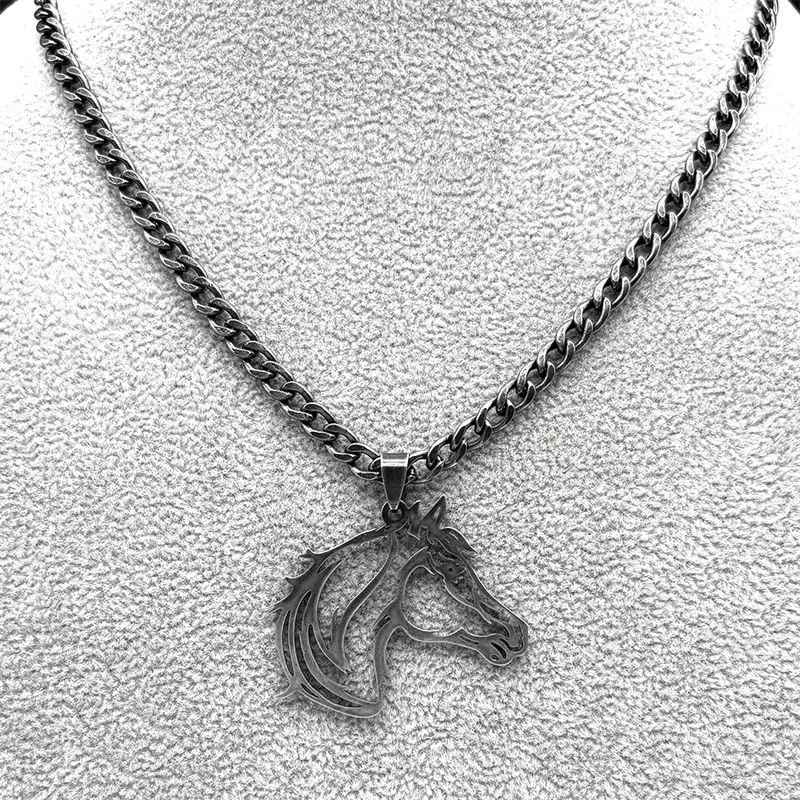 Прекрасное ожерелье с подвеской в виде головы лошади женское и мужское из