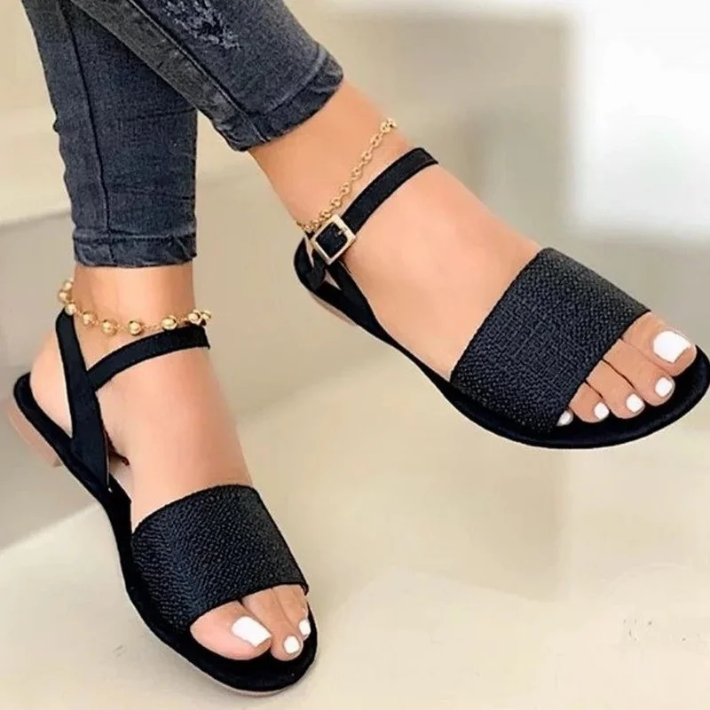 

New Summer Flats Women's Sandals 2022 Ankle Strap Casual Ladies Roman Shoes Open Toe Cozy Female Gladiator Fashion Woman Sandals