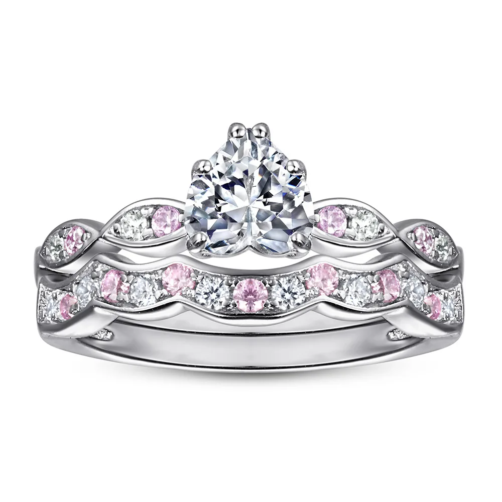 Купи New fashion trend S925 silver inlaid 5A zircon girls personality set ring couple ring за 857 рублей в магазине AliExpress
