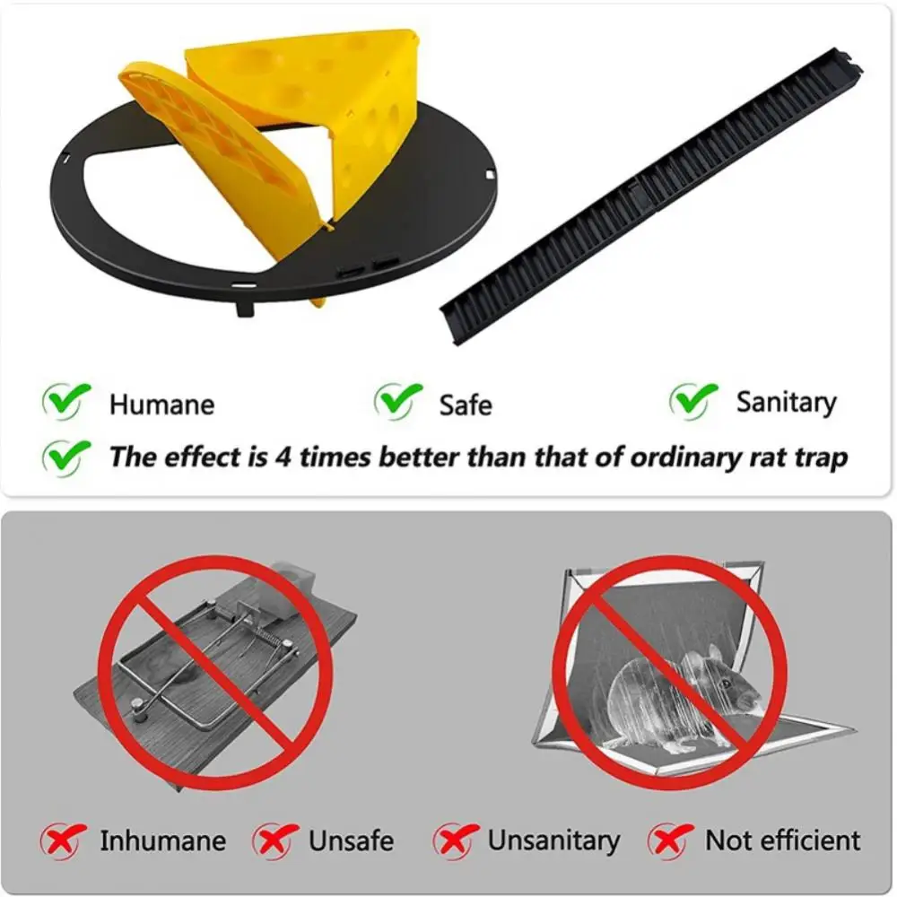 

Detachable Mouse Trap Plastic New Style Convenient Foldable Automatic Reset Cheese Mouse Trap Flip Trap Plate Multicolored