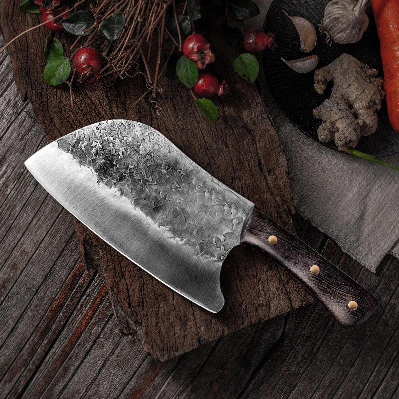 

Traditional Handmade Forged Kitchen Knife Hammer Stainless Steel Chef's Chopper Cooking Knives Wooden H Meat Slicer Butcher
