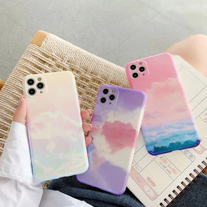 ins colorful clouds gradient color blu ray phone case for iphone 13 12 11 pro max r xs max x lady girl shockproof soft tpu shell free global shipping