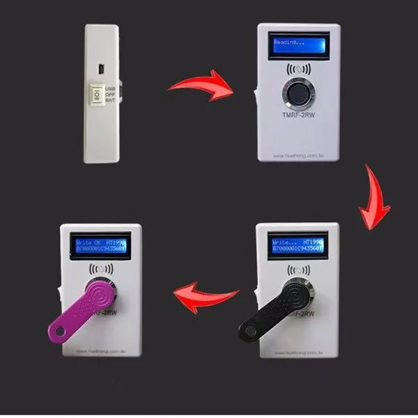 Фото Программатор iButton TMRF-2RW, дубликатор DS1990A, копировальный аппарат, считыватель/записыватель RFID 125 кГц, маркер ключей RW1990, брелок RFID T5577 №4