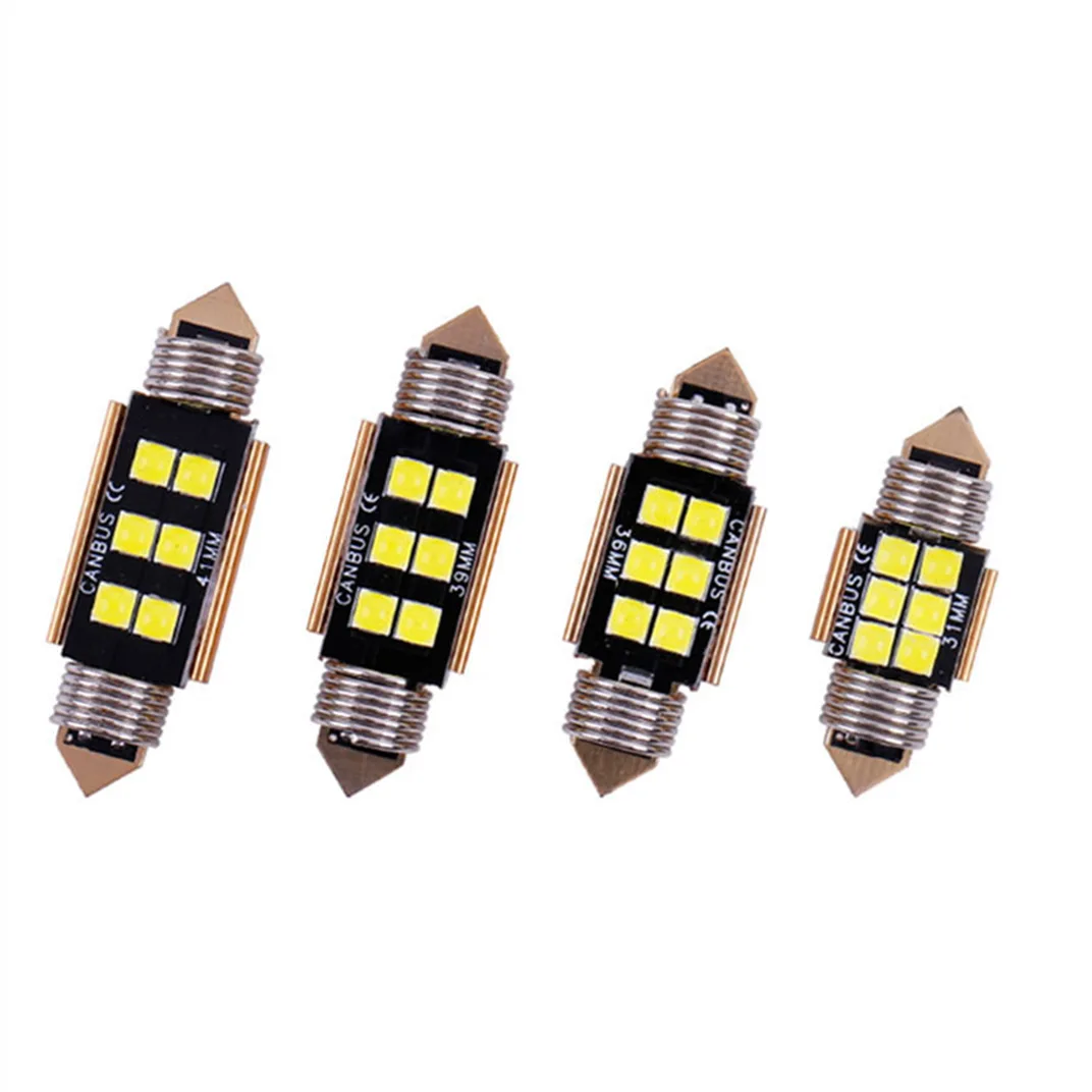 

100 шт. гирлянда C5W 31 мм 36 мм 39 мм 41 мм 6SMD 3030Chips стандартная лампа для автомобильного купола стандартная CAN-шина без ошибок Автомобильная внутре...