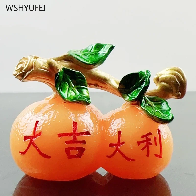 

1 pc Resin fruit and vegetable ornaments tangerine apple Chinese cabbage Crafts Lucky Gift Home desktop decoration blessing
