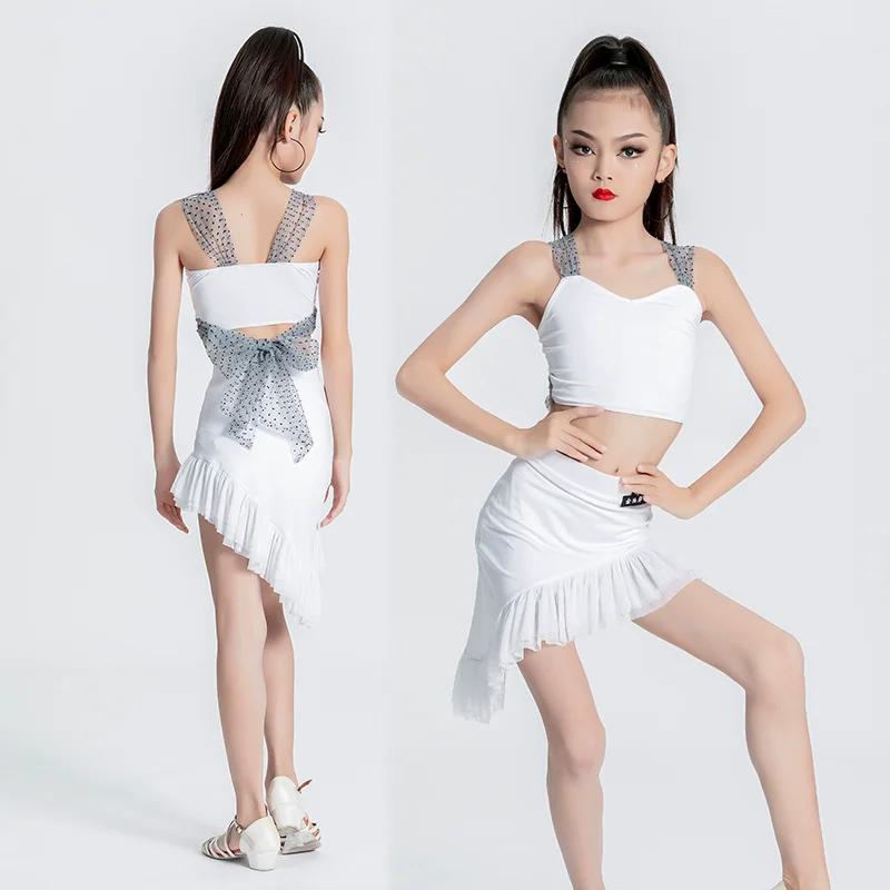 Платье для латинских танцев девочек детский танцевальный костюм бальных сальса