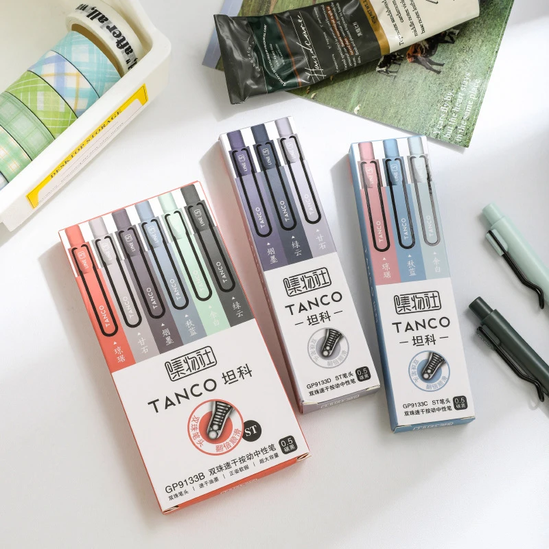 

3/6pcs Gel Ink Pen Set Retro Soft Rubber Sheath 0.5mm Ballpoint Quick Drying Black Color for Writing School Office Roller Ball P