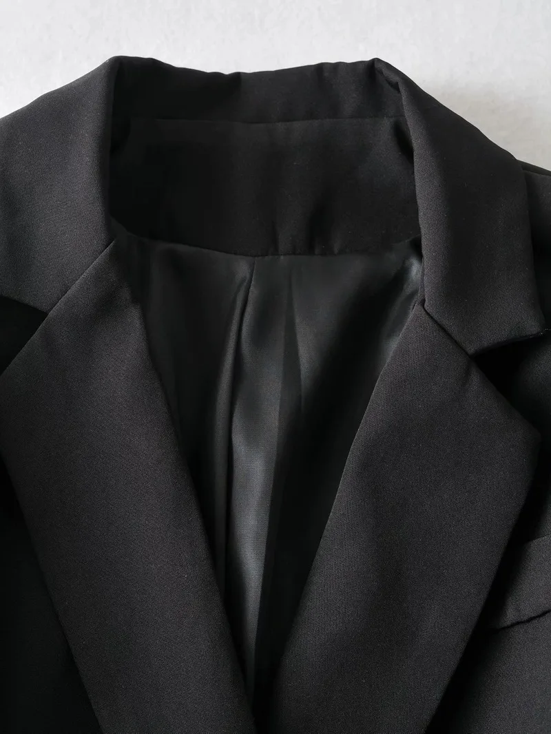 Korean Fashion Black Blazer Suit with Sashes Women Solid Colors Single Breasted Office Blazer 2021 Elegant Casual Commute Coats