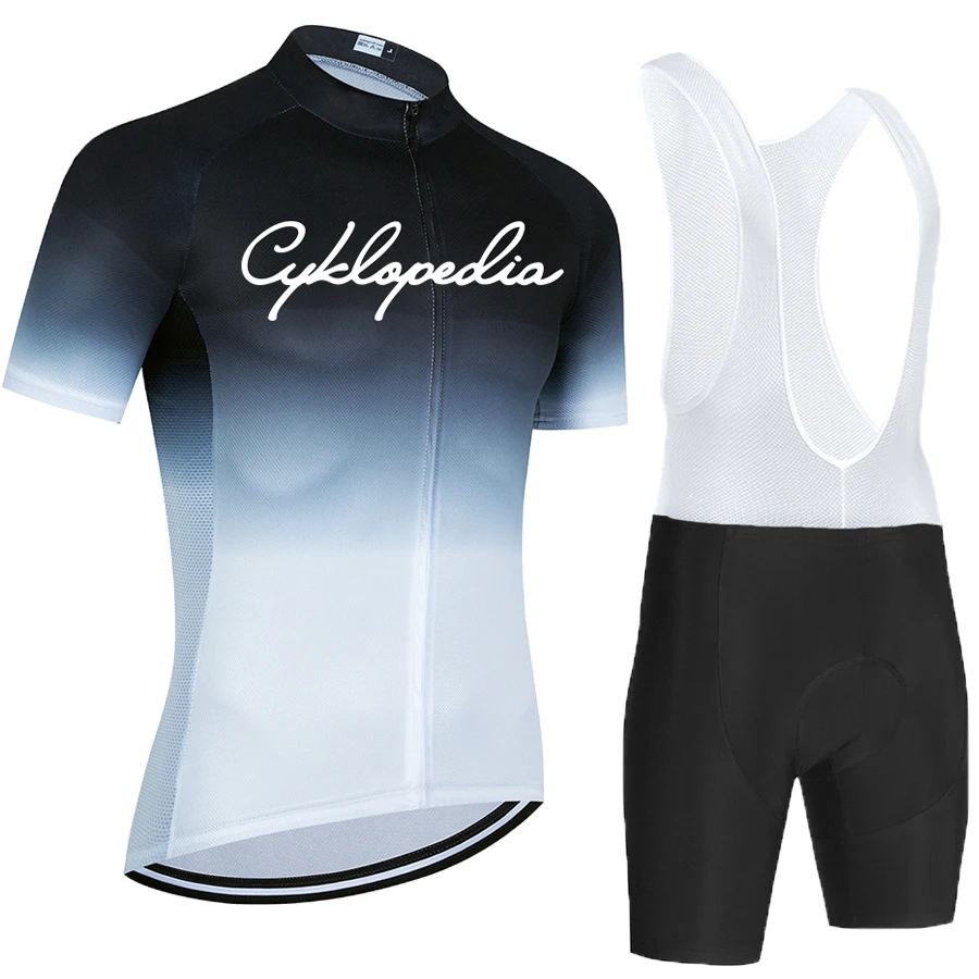 

CYKLOPEDIA Team Summer Men's Short Sleeve Cycling Jersey Set Sport MTB Cycling Clothing Bicycle Road Riding Set 19D Bib Shorts