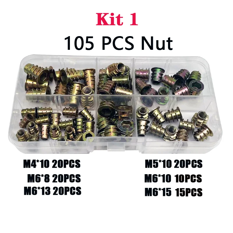 105 шт. заклепочная Гайка Набор шестигранных крепежных элементов винты