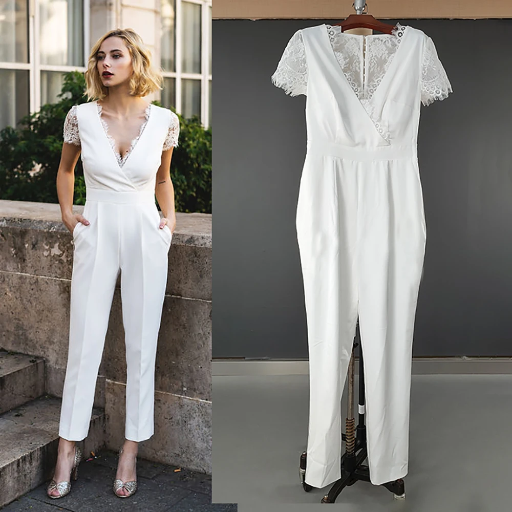 

Кружевной свадебный креп, Свадебный джемпер с V-образным вырезом и короткими рукавами, богемный до щиколотки, индивидуальный пошив, реально...