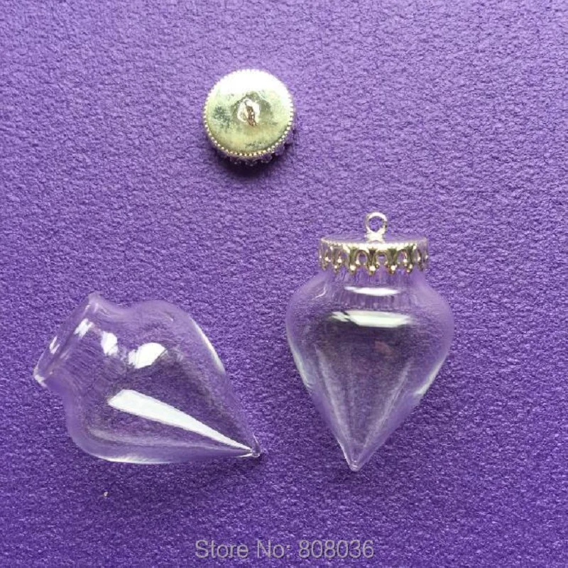 10 шт. 38x25 мм, стеклянный шар ручной работы в форме капли, прозрачный фотоэлемент с серебром/зубами, поднос для ювелирных изделий, ожерелье