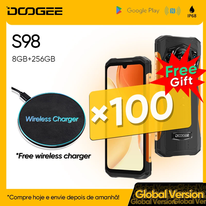 Смартфон DOOGEE S98 прочный Helio G96 8 ядер 6 3 дюйма + 256 ГБ 64 мп 6000 мАч 33 Вт NFC