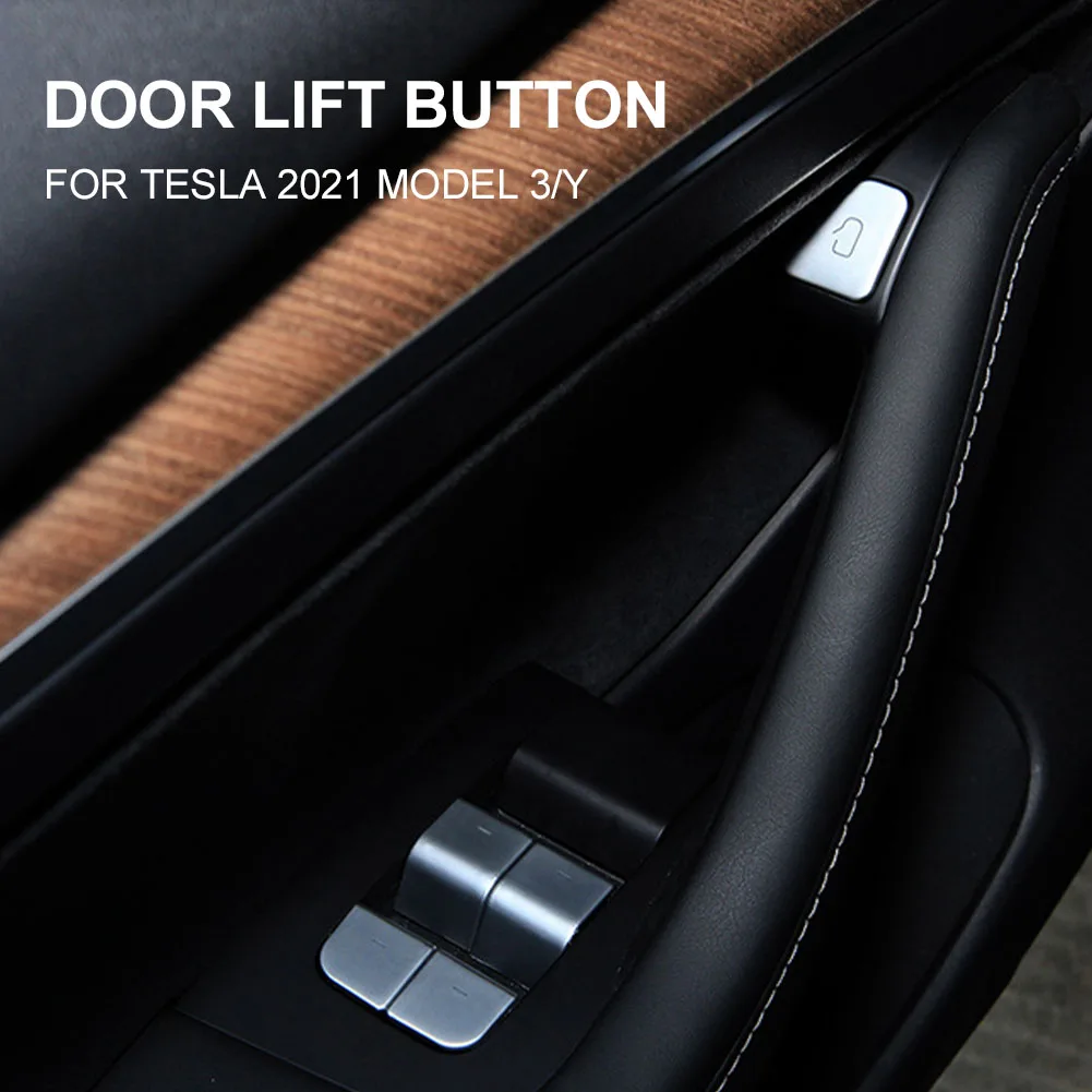 

For Tesla 2021 Model3 Model Y Car Window Switch Button Sticker Window Lift Button Trim ABS Auto Sticker Interior Decoration