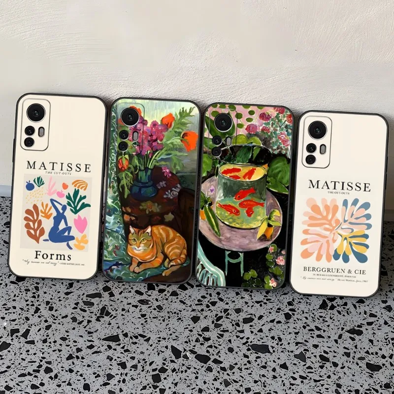 Henri Matisse Cat Flowers Art Phone Case For Xiaomi 13 Poco F3 X4 M4 M3 X4 GT 9 12 11T 11 9T 9SE 11i Pro Ultra Note10 Lite Cover