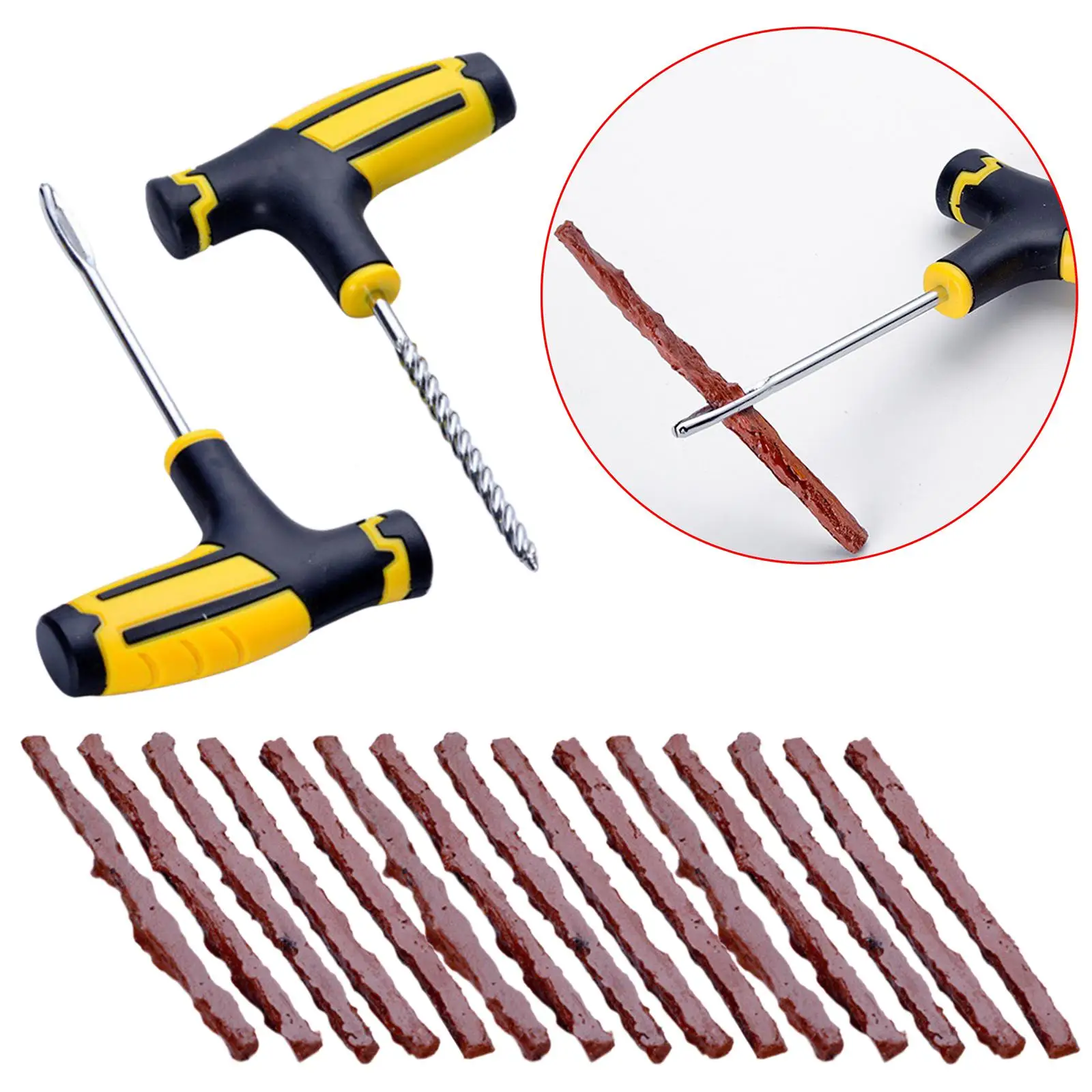 

Car Tire Repair Tool, with 15 Strip, Repair Punctures and Plug Flats, Universal ,Fit for Roadside Automotive Trucks SUV Car
