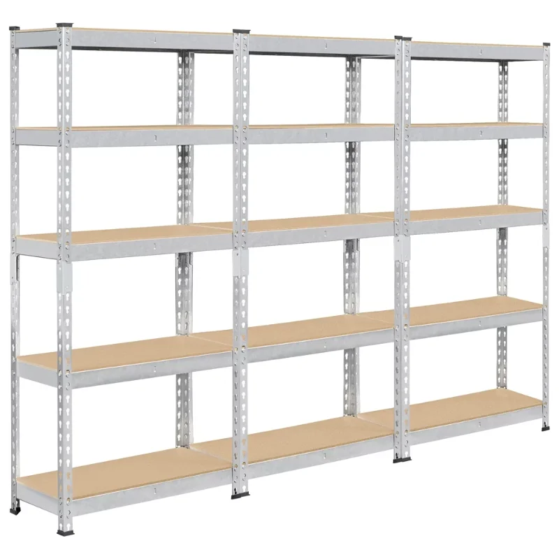

SMILE MART 3pcs 5 Tiers Boltless Storage Shelf Units with Metal Frame for Warehouse Home, Silver shelves