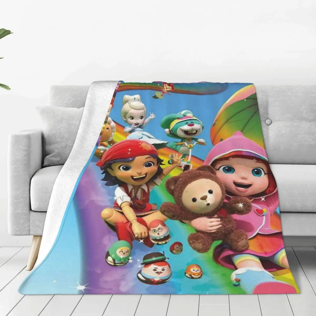 

Rainbow Ruby Anime Cartoon Flannel Blankets Lulu and bear cute Vintage Throw Blankets for Sofa Bedding Lounge Bedspread