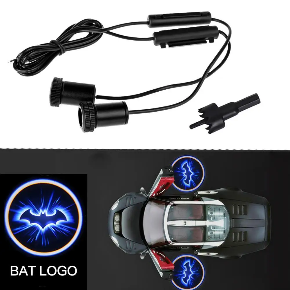 

2 Pcs Universal Led Car Door Ghost Light for BAT Logo Emblem Laser Projector Welcome Lamp Courtesy Shadow Ambient Auto Luces New