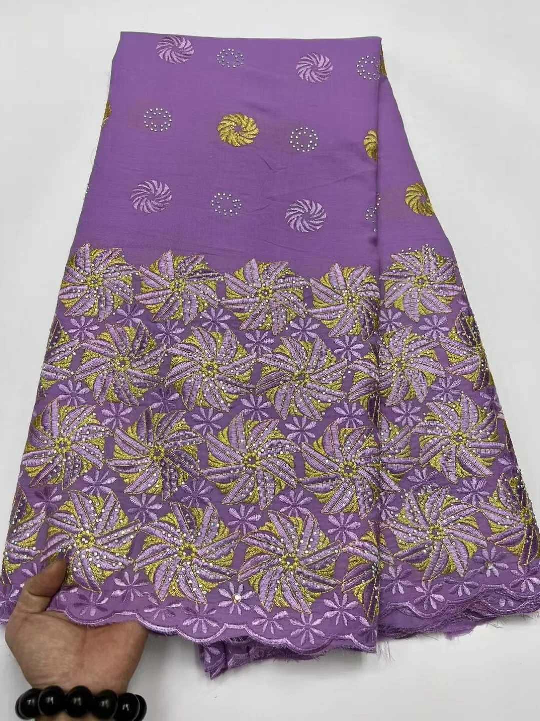 5 ярдов вышитая хлопчатобумажная кружевная ткань с ветряной мельницей 2023