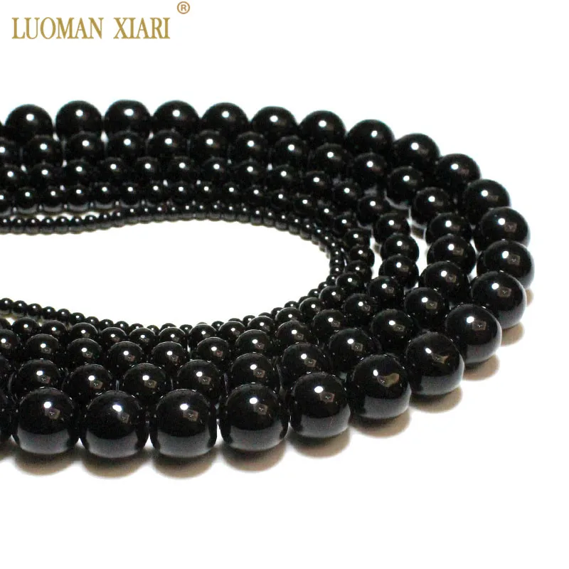 

Wholesale Black Onyx Agate Round Natural Stone Beads For Jewelry Making DIY Bracelet Necklace Charms 4/6/8/10/12/mm Strand 15''