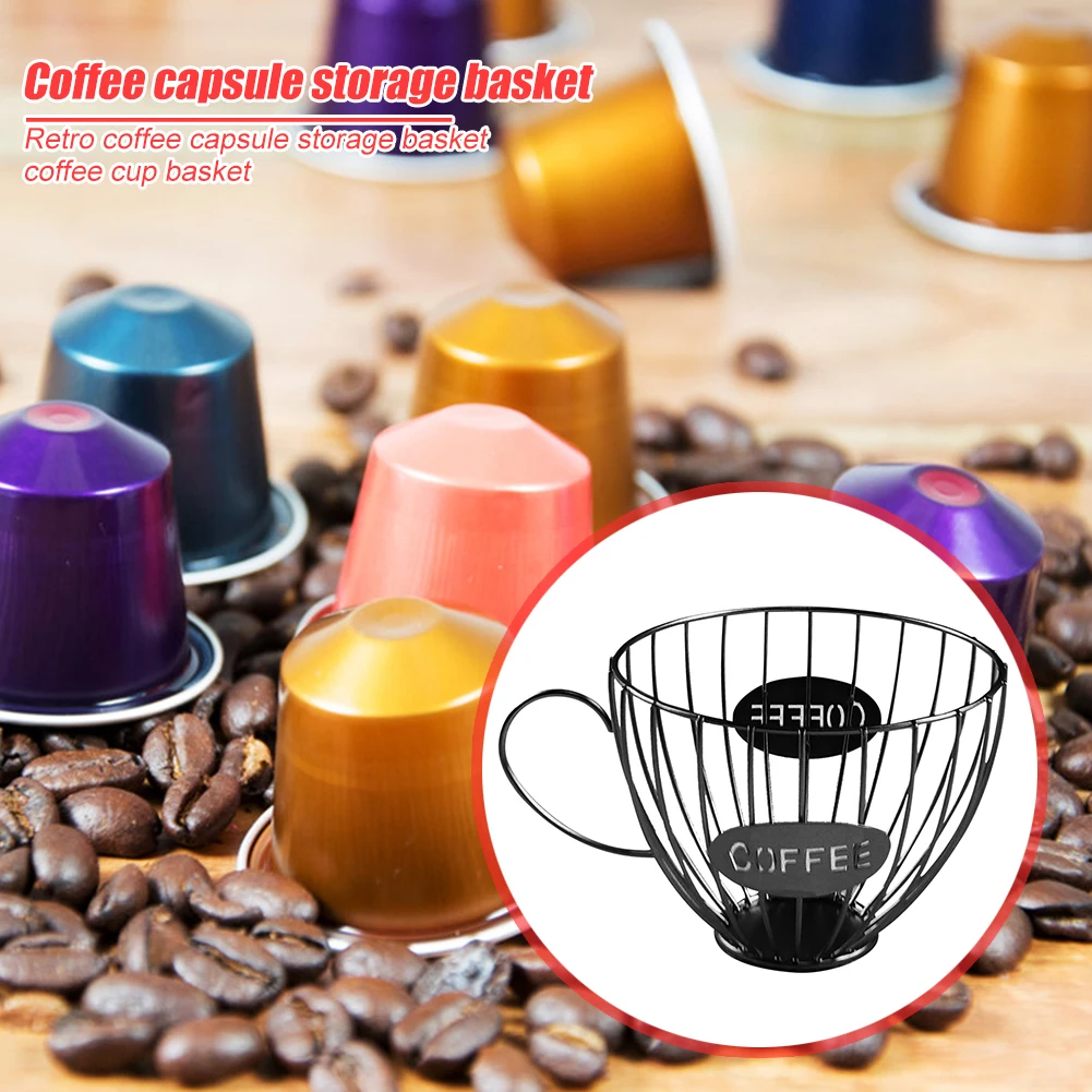 

Coffee Mug Shape Storage Rack Universal Fruit Tray Capsule Capsule Basket Keeper Home Cafe Hotel Accessory Gold/Black