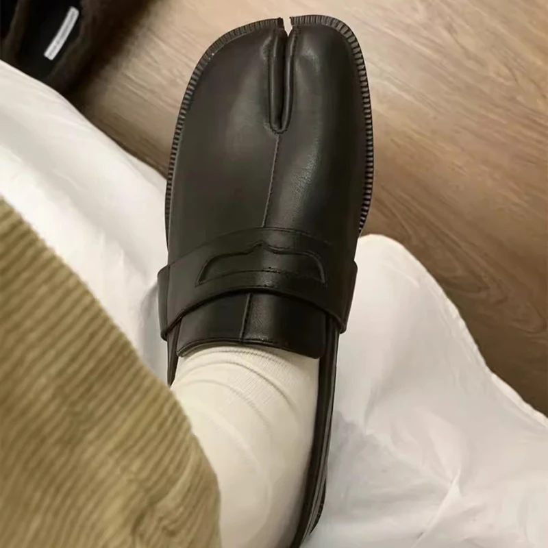 Лоферы женские из натуральной кожи повседневные туфли на плоской подошве бычья