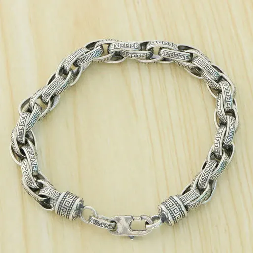 Браслет мужской из тайского серебра простой плетеный браслет ручной работы в