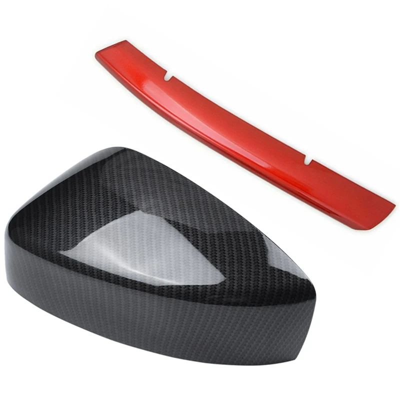 

2Pcs Abs Carbon Fiber Color Door Wing Mirror Cover Shell & 2Pcs Bumper Front Grille Bottom Trim Panel Cover For Mazda