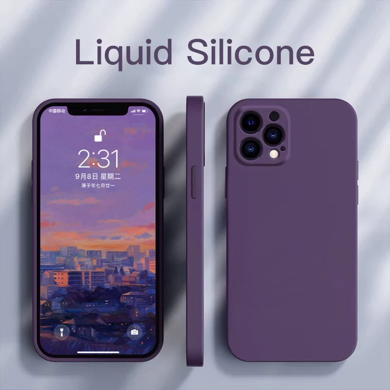 

1DS новый квадратный жидкий силиконовый чехол для телефона iPhone 11 12 13 Pro Max Mini X XS Max XR 7 8 Plus SE2 полная защита объектива