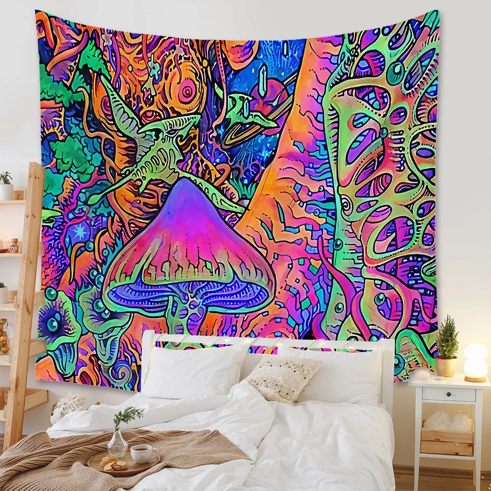 Bohemian Fairytale Dreamy Psychedelic Mushroom Mandala Tapestry Wall Hanging Gypsy Psychedelic Tapiz Witchcraft Tapestry