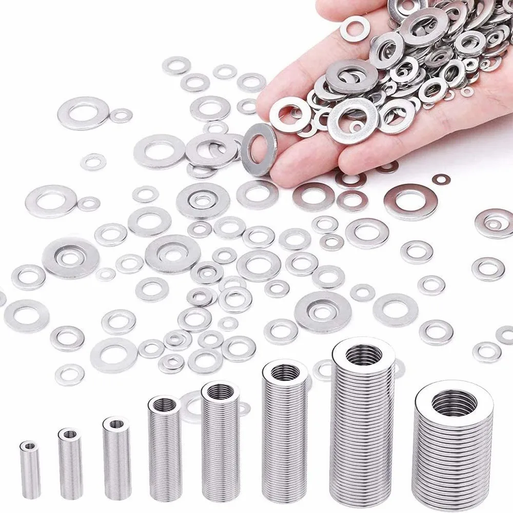 

D5 360pcs Stainless Steel Sealing Solid Gasket Washer M2 M2.5 M3 M4 M5 M6 M8 M10 Sump Plug Oil For General Repair Seal Ring Set