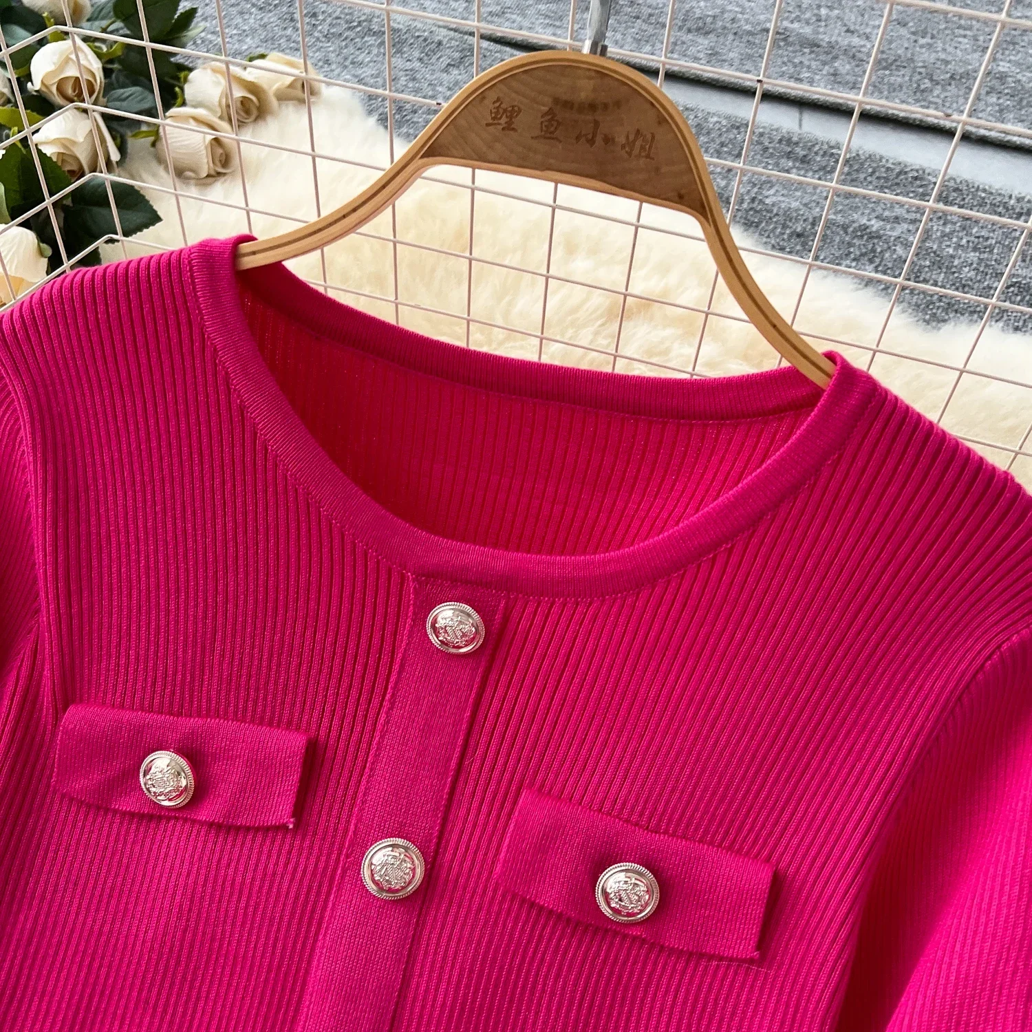 Шикарные вязаные женские комплекты из двух предметов винтажный топ с круглым