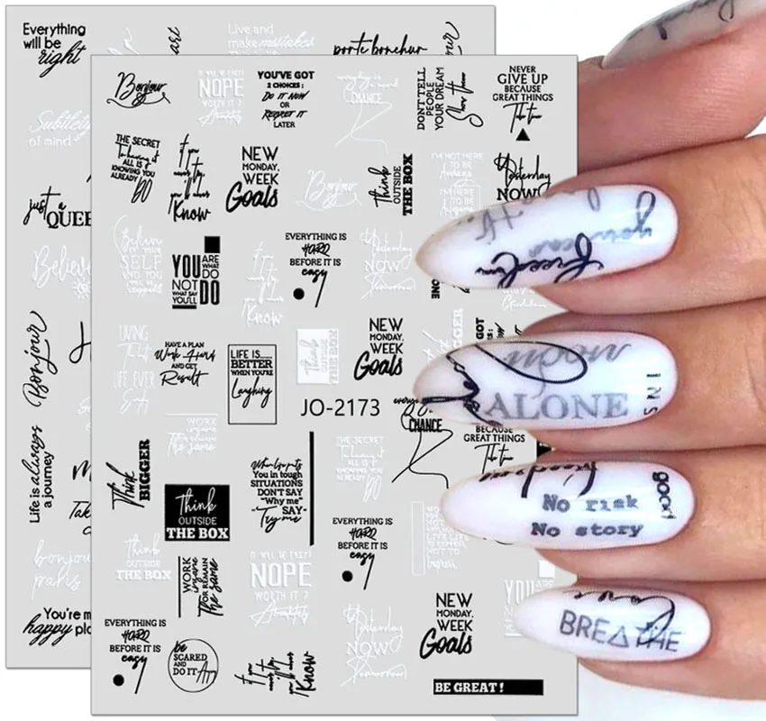 

Text Signature Nail Stickers Abstract Human Face Nail Supplies Stickers Skull Press On Nails Love Nail Art Decoration Nail Parts