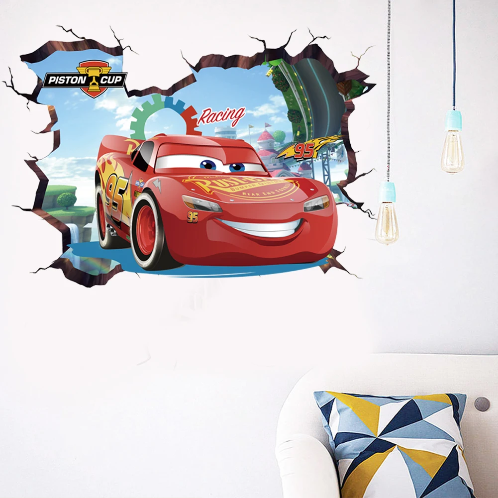 3D Cartoon Lightning McQueen Car Wall Stickers Children