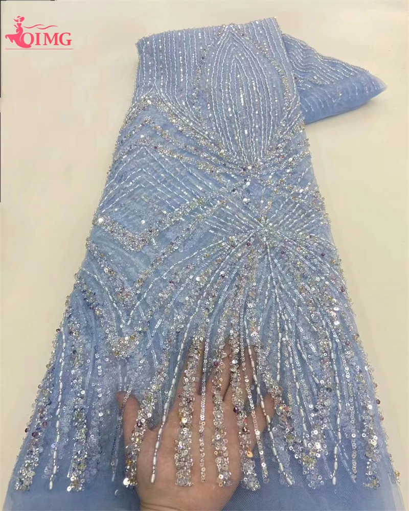 Роскошная Тяжелая кружевная ткань OIMG ручной работы из бисера французская