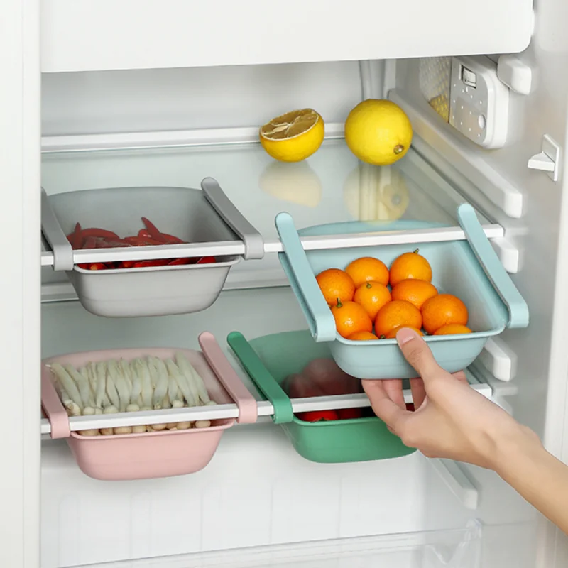 

Creative Refrigerator Fresh Keeping Storage Box Drawer Egg Carton Retractable Food Storage Bracket Container Household Organizer
