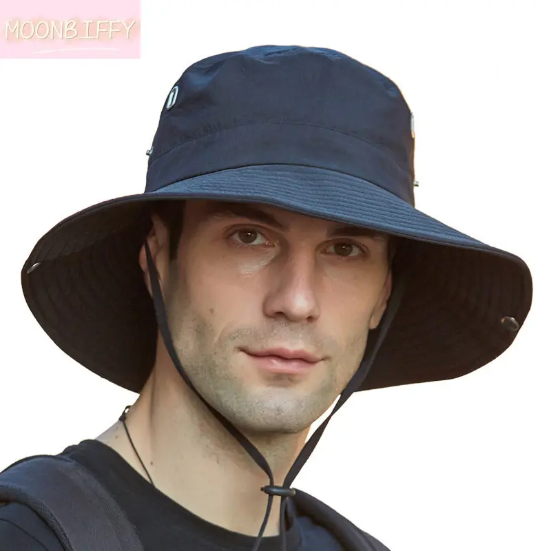 

New Summer Mesh Breathable Fisherman Cap Hat for Men Outdoor Mountaineering with Large Overhang Sun Shade