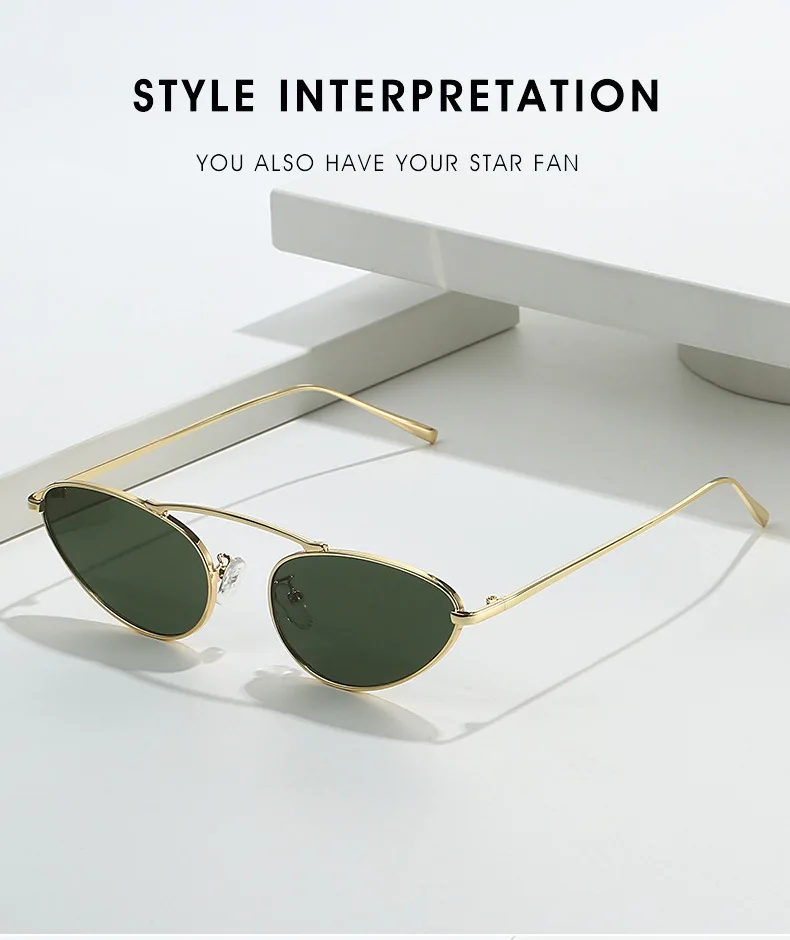 Женские однолучевые металлические солнцезащитные очки кошачий глаз маленькие в